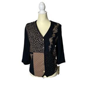 NWT Vintage Dead Stock Koret Embroidered Boho Button Front Blouse Women's Size S